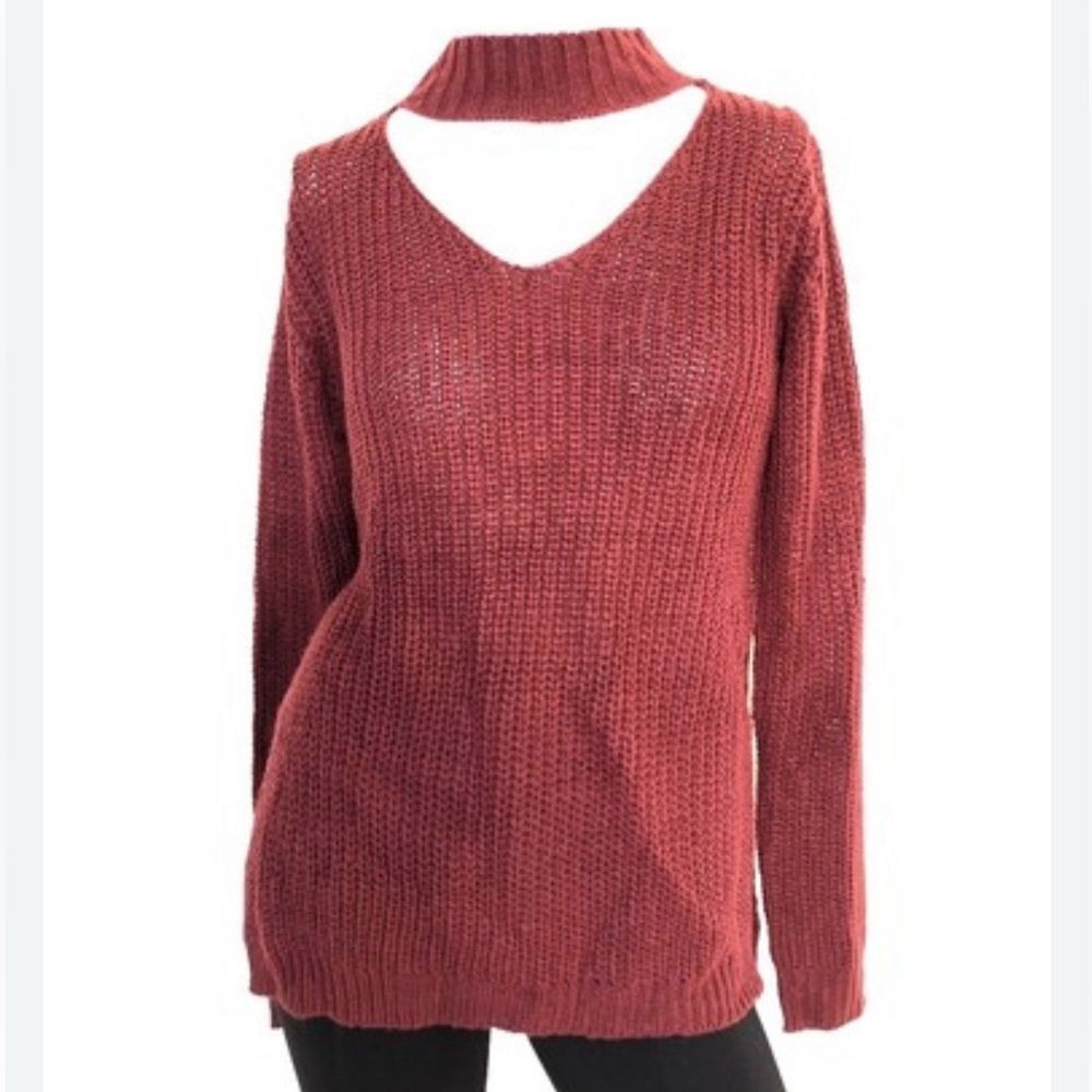 NWT! Very J Wine Cut Out Turtleneck Sweater - Picture 3 of 8